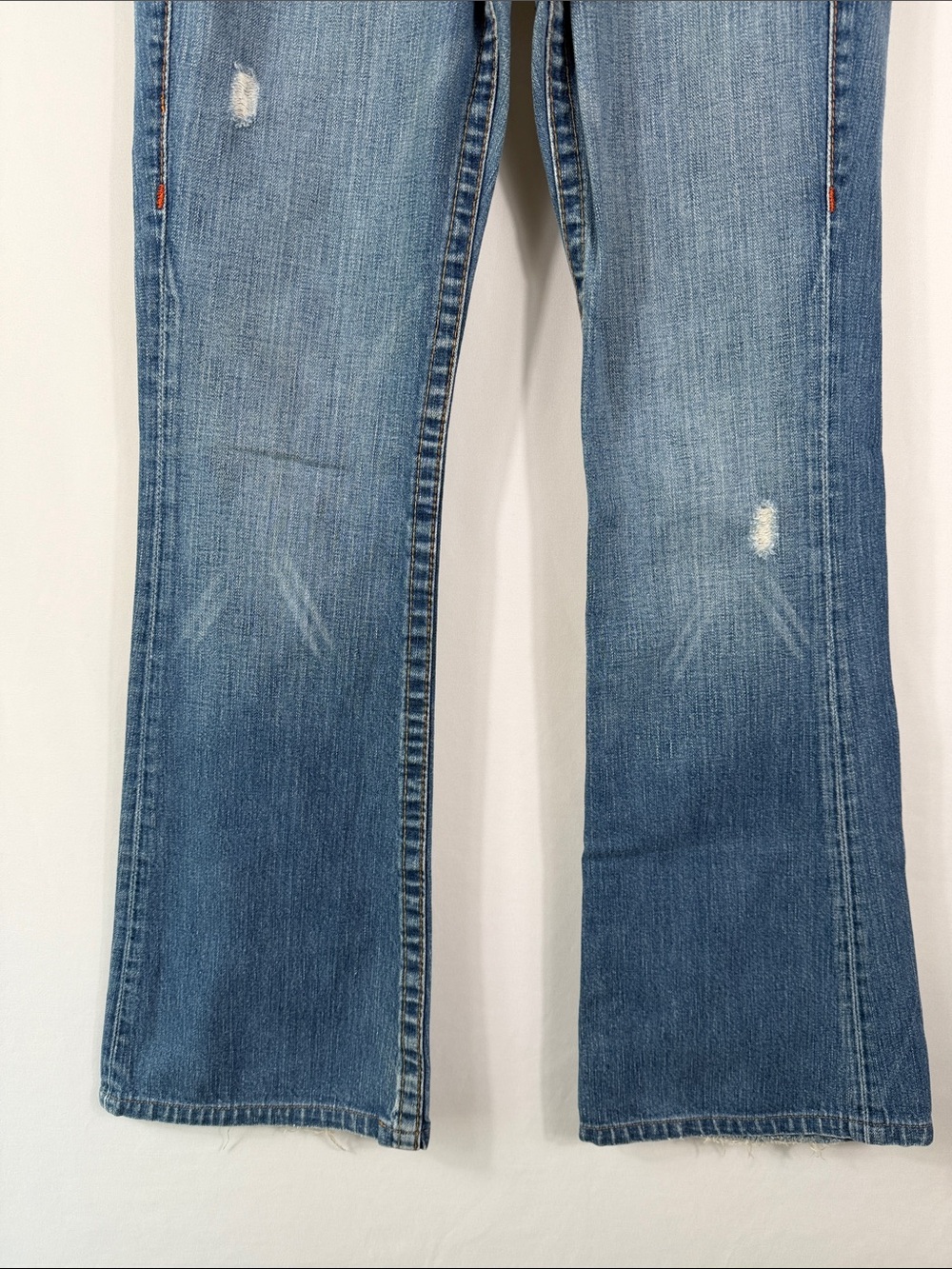 True Religion Y2K Light Blue Flared Jeans with Subtle Distress Size 29. Worn Hem - Picture 5 of 12